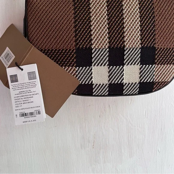 🔴SOLD🔴 BURBERRY Olympia Check Jacquard Pouch-Birch Brown - Picture 5 of 15
